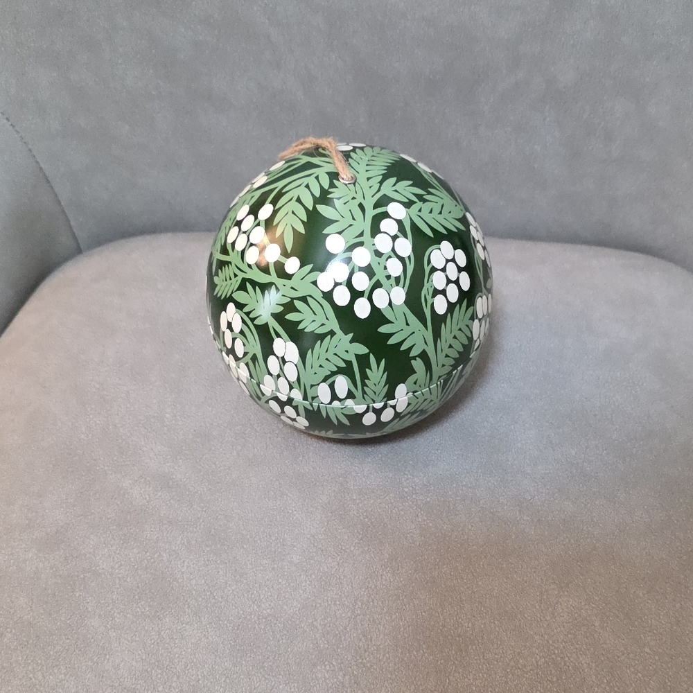IKEA Vinterfint Candle Holiday Floral Round Ornament Metal Tin Christmas Winter